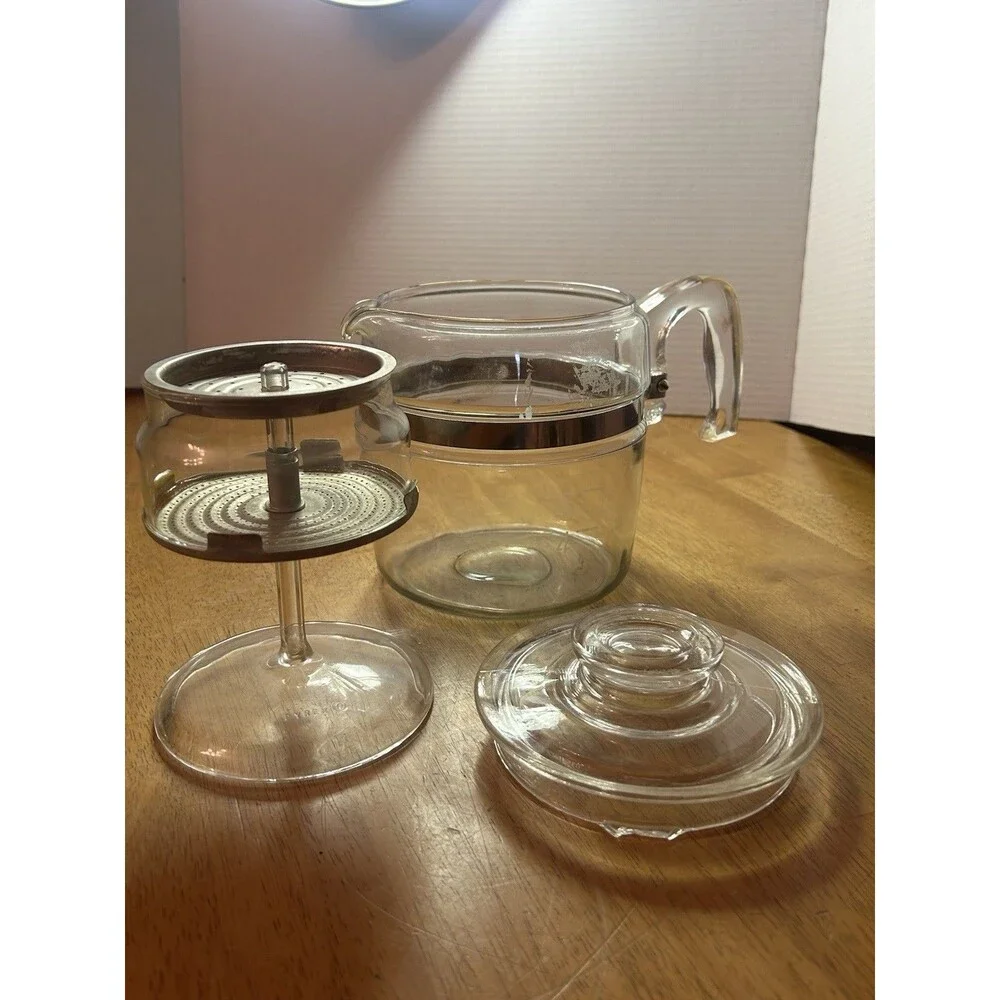 PYREX Flameware Glass Percolator Coffee Pot 6 Cup 7756 B Complete w/ Stem READ